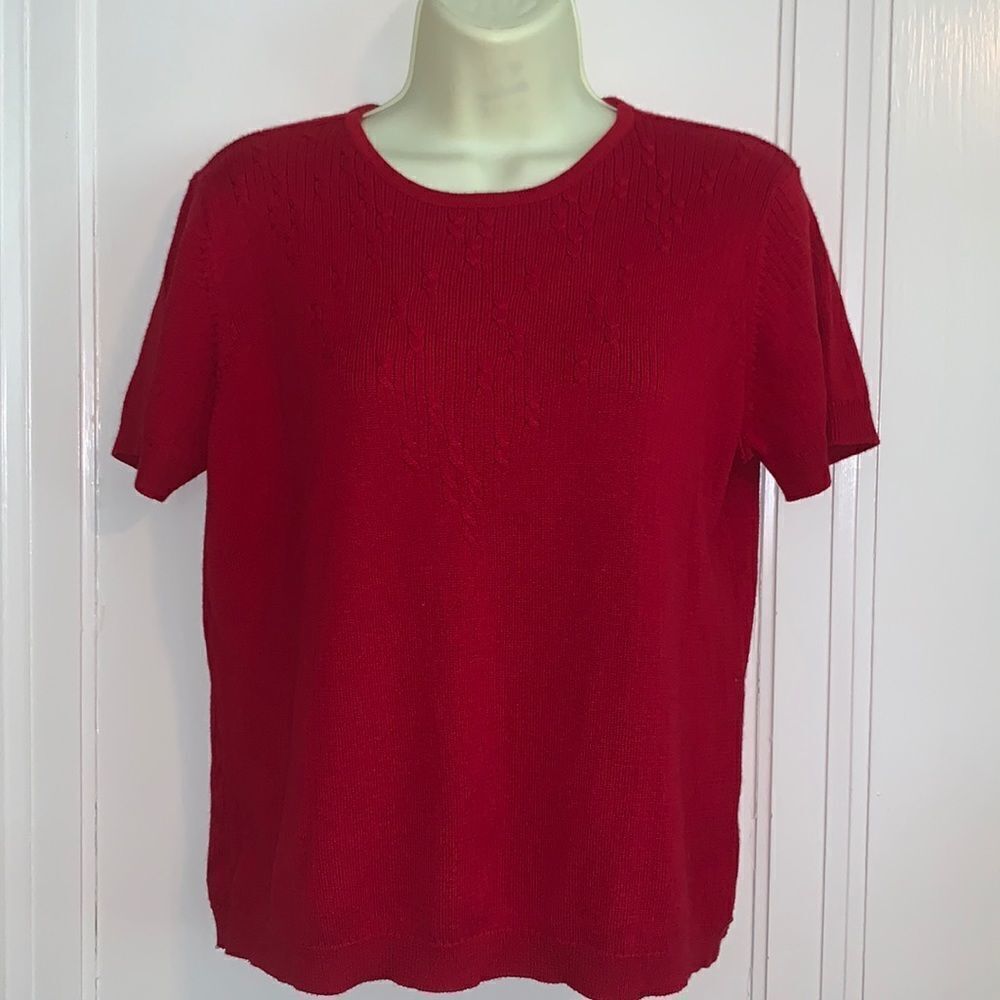 ‎Villager Petite red short sleeved sweater